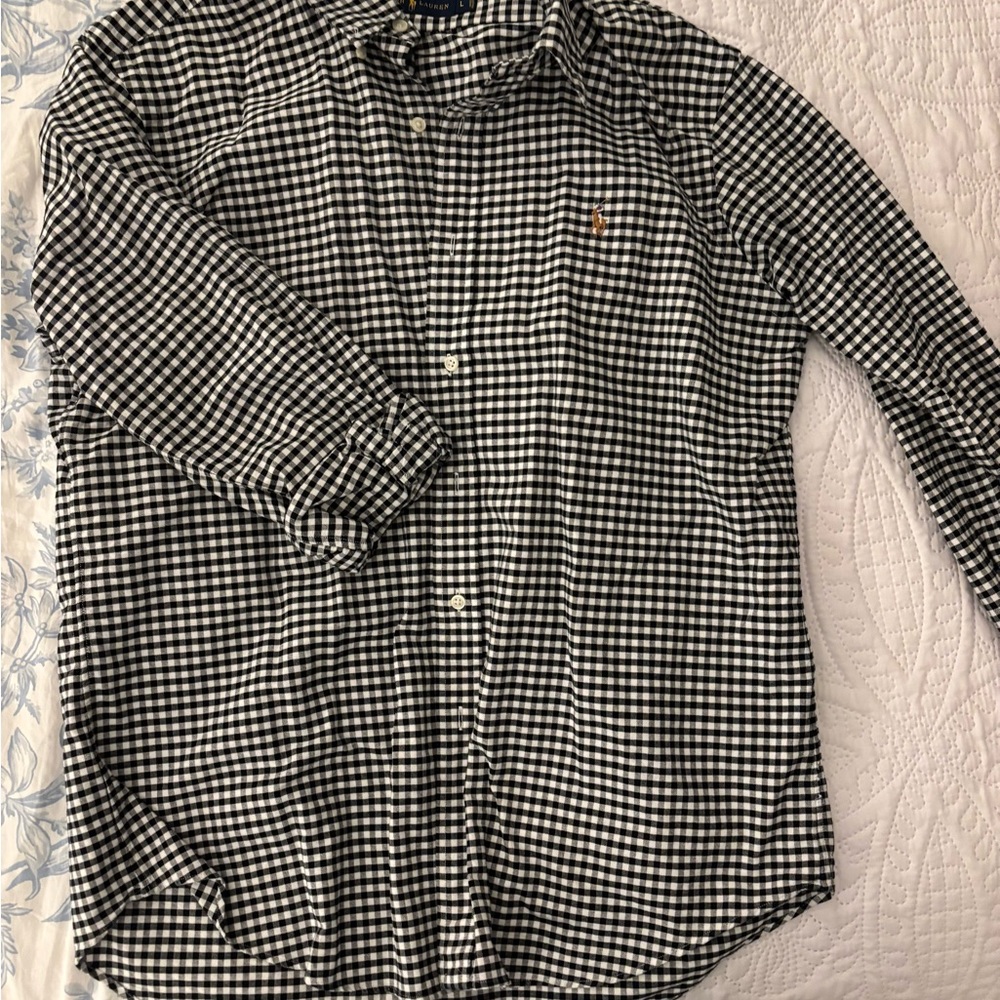 Polo by Ralph Lauren Men's Black and White Checkered Shirt